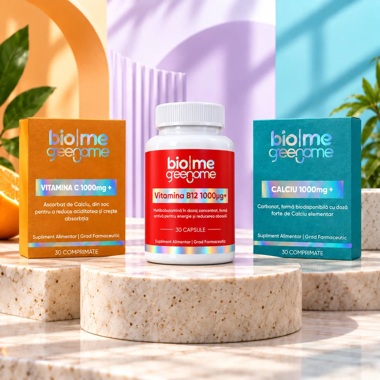 Vitamina B12 bio|me în flacon, alături de Vitamina C și Calciu