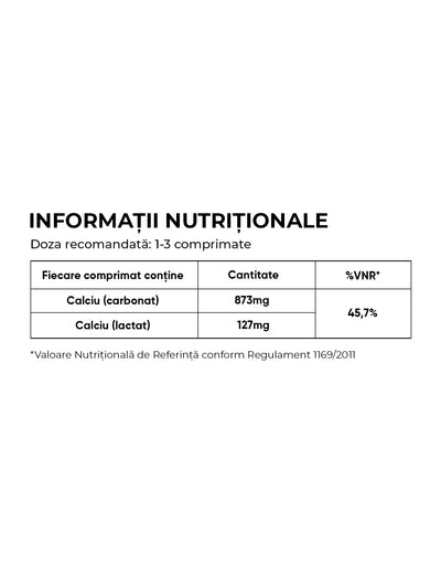 Calciu 1000mg+, 30 comprimate