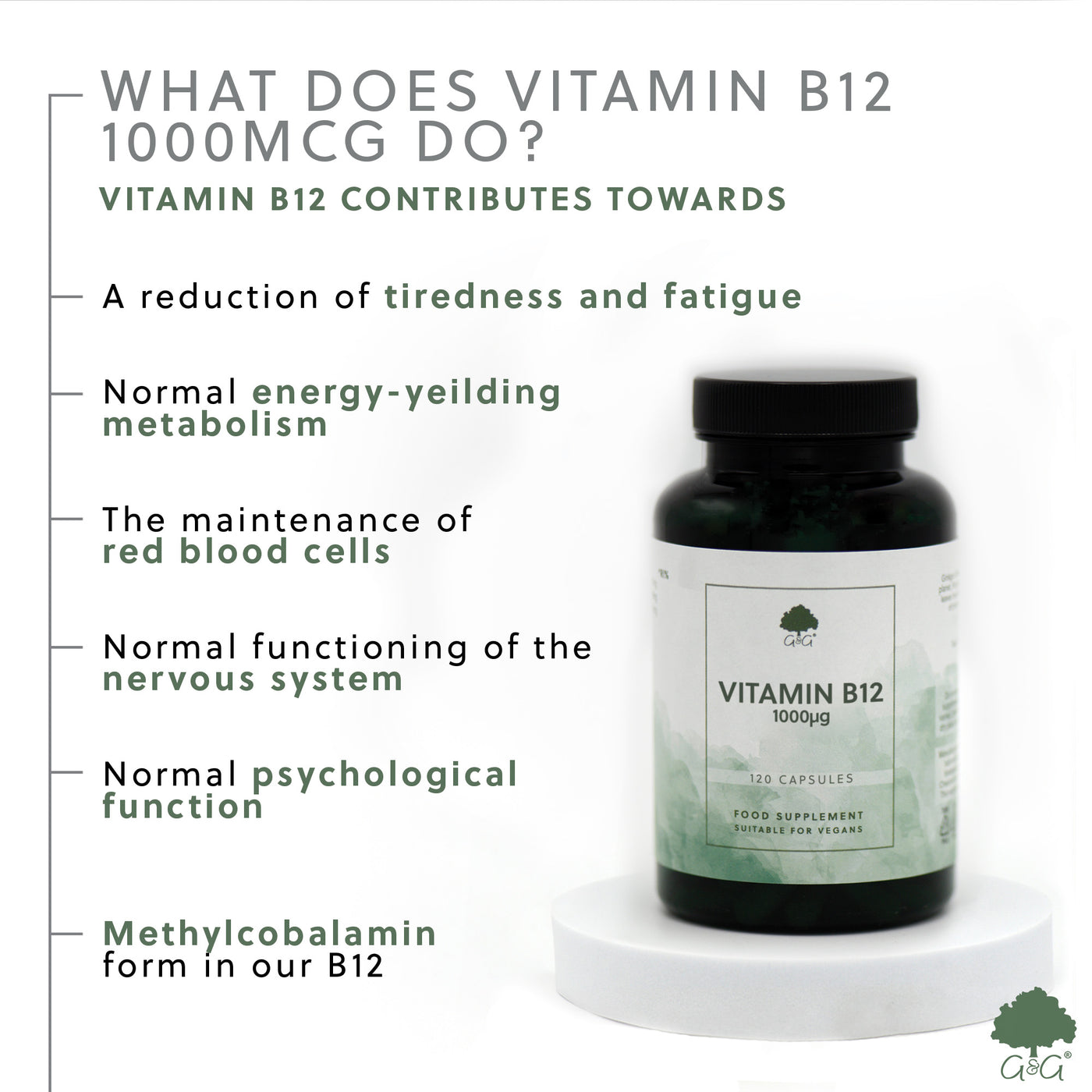 Vitamina B12 (Metilcobalamină) 1000μg - 120 capsule