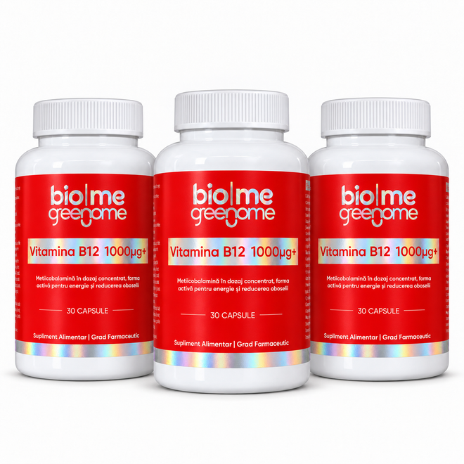 Vitamina B12 (metilcobalamină) 1000mcg+, 90 capsule, 3 flacoane